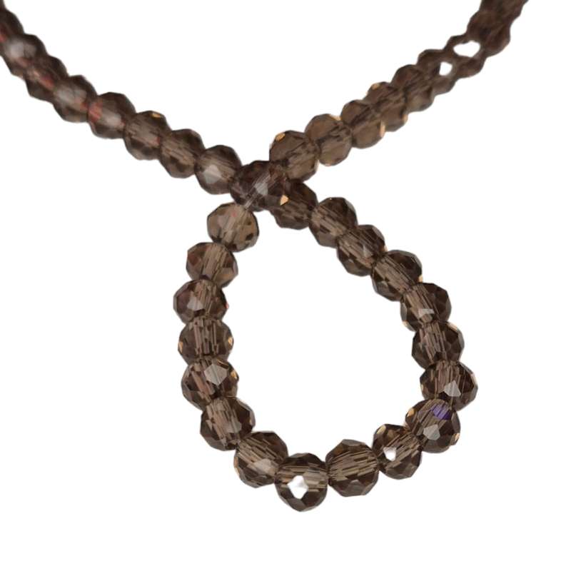 Glass bead string, faceted, rondelle, 3x5mm, smoky grey, 40cm