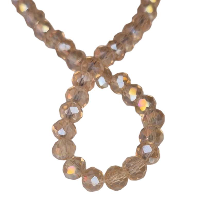 Glass bead string, faceted, rondelle, 4x5mm, champagne AB, 40cm