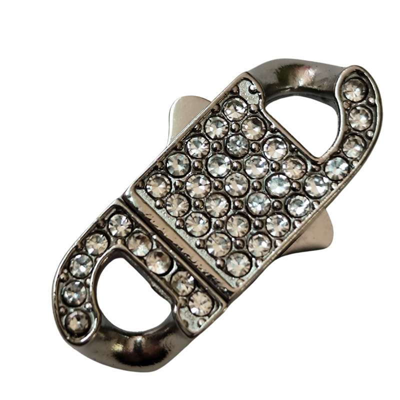 Stainless steel clasp w rhinestone inlay, 24mm