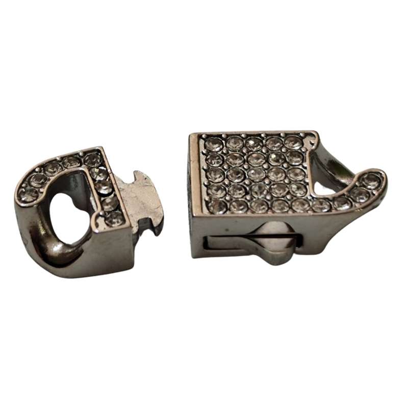Stainless steel clasp w rhinestone inlay, 24mm