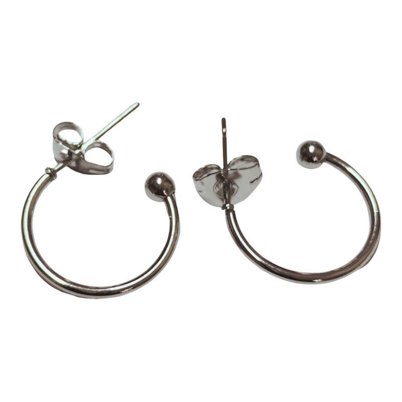 C- shaped pair of earrings, Stainless steel, 15mm