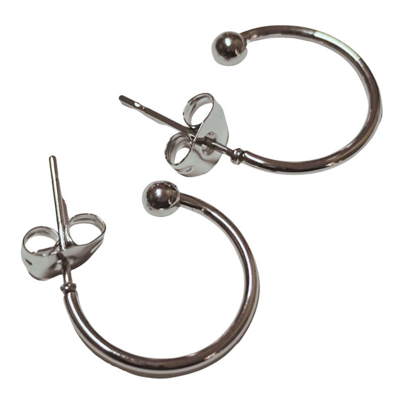 C- shaped pair of earrings, Stainless steel, 15mm