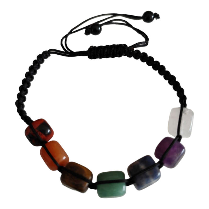 Woven bracelet, Chakra square tumble, adjustable