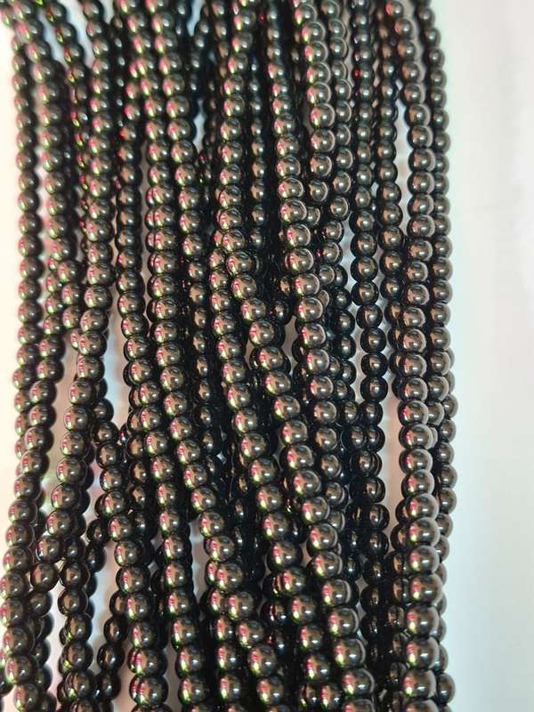 Obsidian Bead String, Round, 3-4mm, 40cm