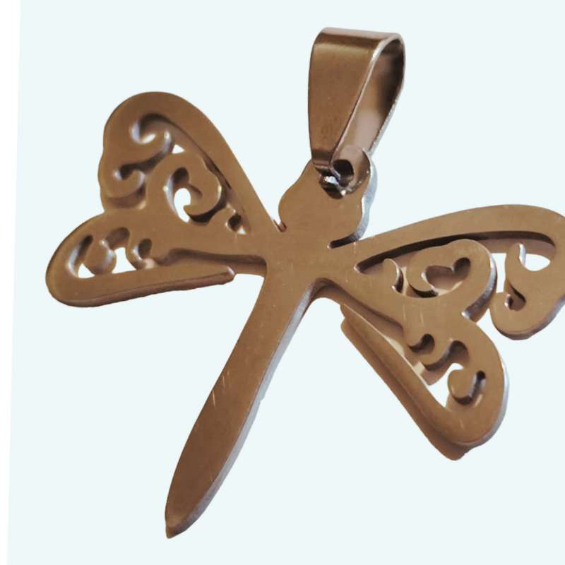 Stainless Steel dragonfly pendant, 33mm wings