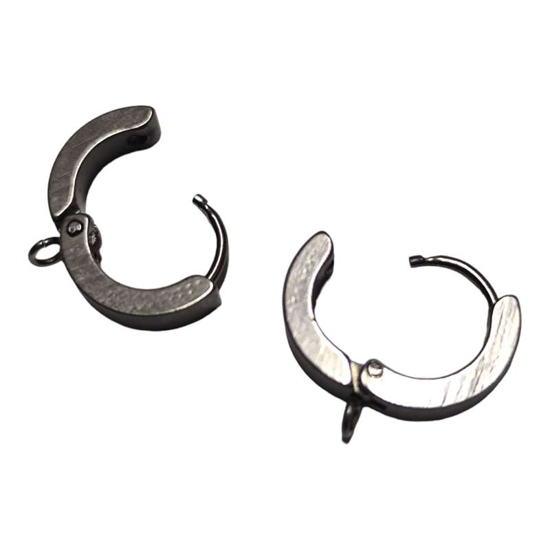 Pair of Huggie earrings, Stainless Steel, 4mm x 13mm