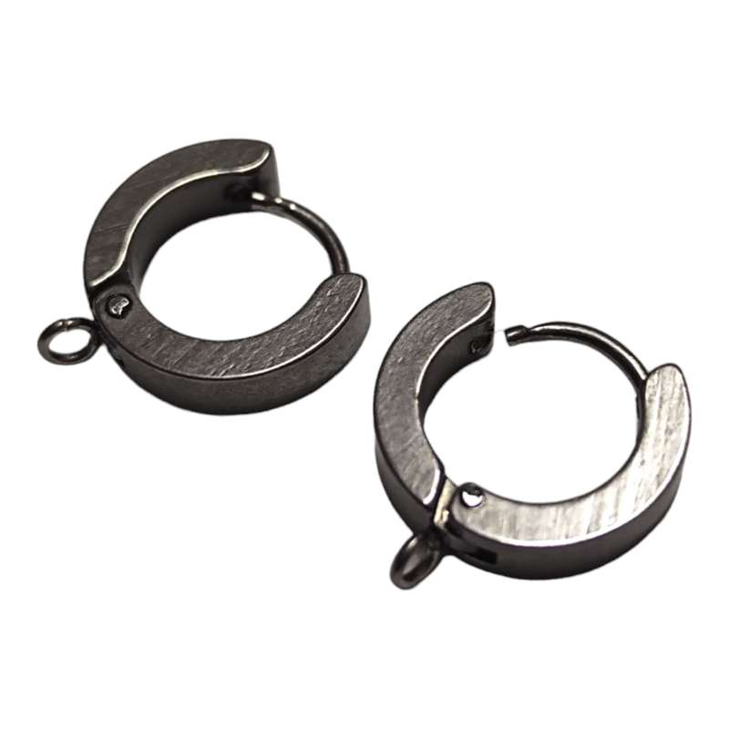 Pair of Huggie earrings, Stainless Steel, 4mm x 13mm