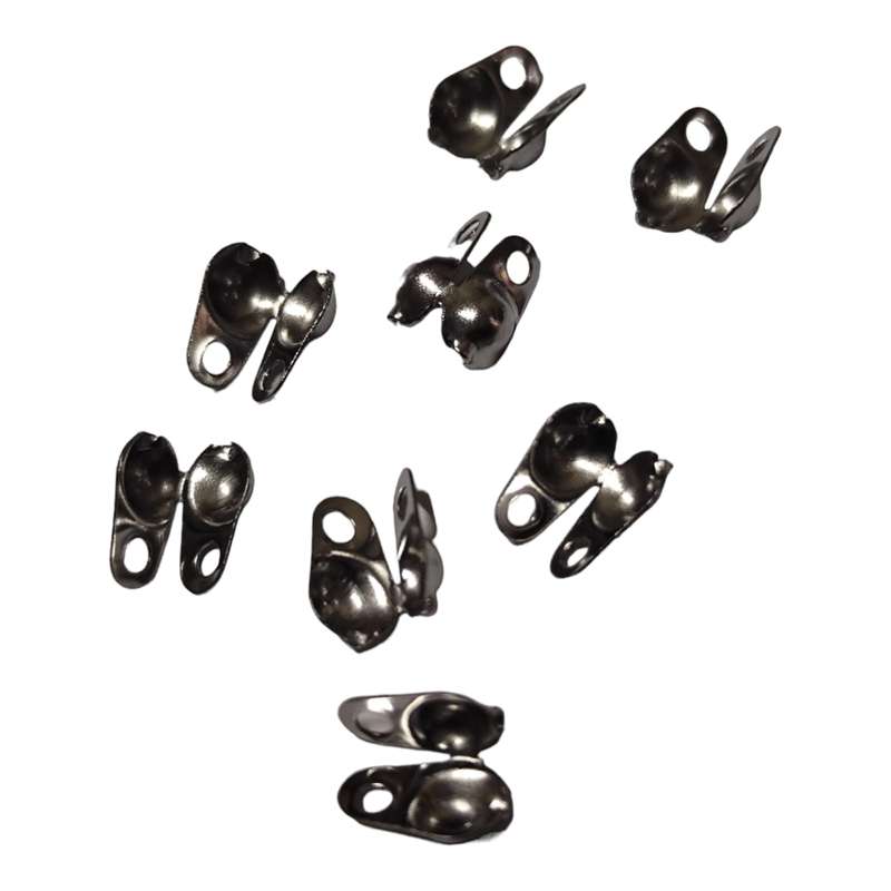 4 pairs Clamshell bead end, Stainless steel, 9mm