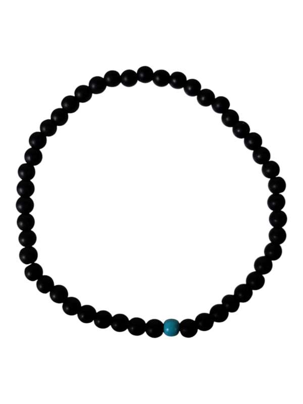 Matt Onyx bead with blue Howlite bracelet, 4mm, stretchcord