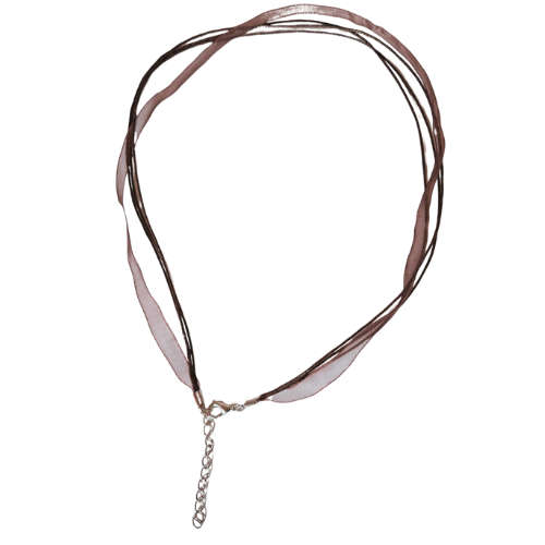 Ribbon necklace with clasp, Chocolate brown, 45cm