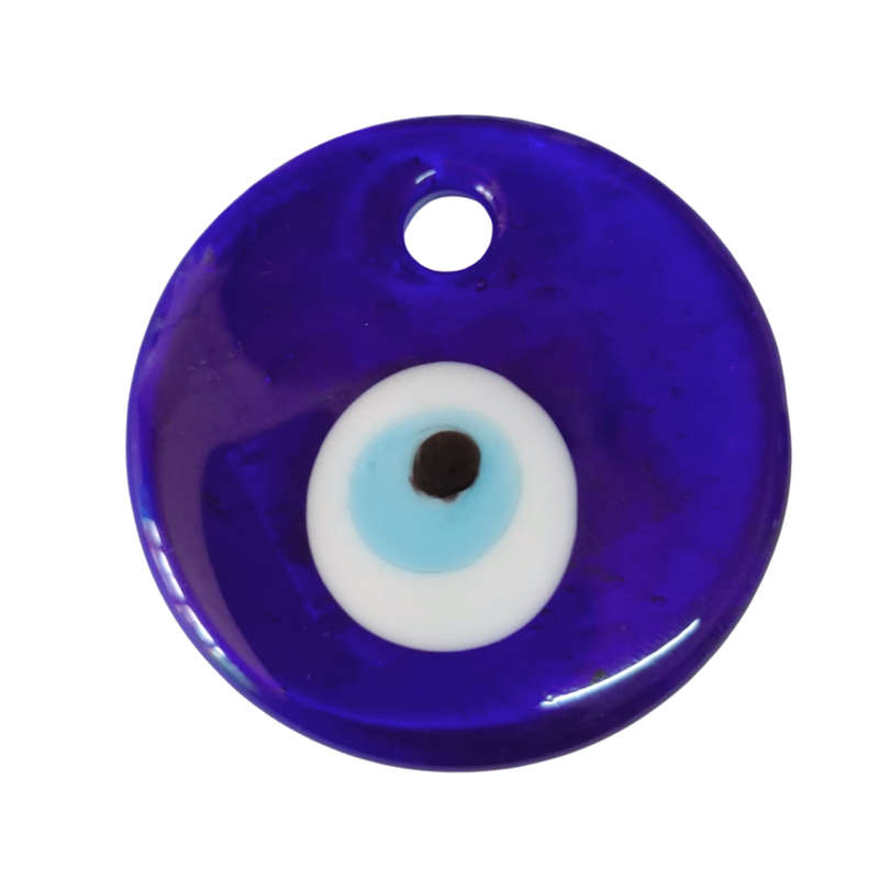 Evil Eye glass pendant with hole, 40mm