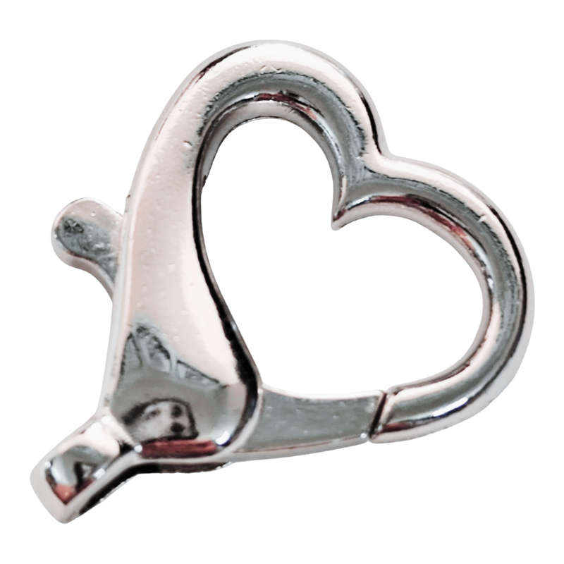 Big silver heart shaped clasp, Copper and Nickle plated, 25mm x 21mm