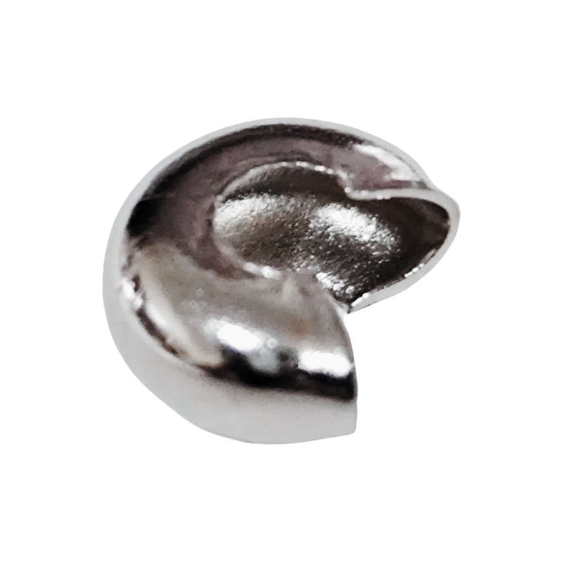 10 pcs 4mm Silver crimp cover, base metal, 9mm x 4mm