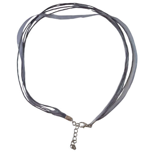 Ribbon necklace with clasp, Livid Grey, 45cm