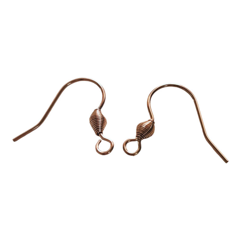 1 pair of Rose gold shepherd hook earrings, stainless steel, with spring in place of bead, 17.5mm