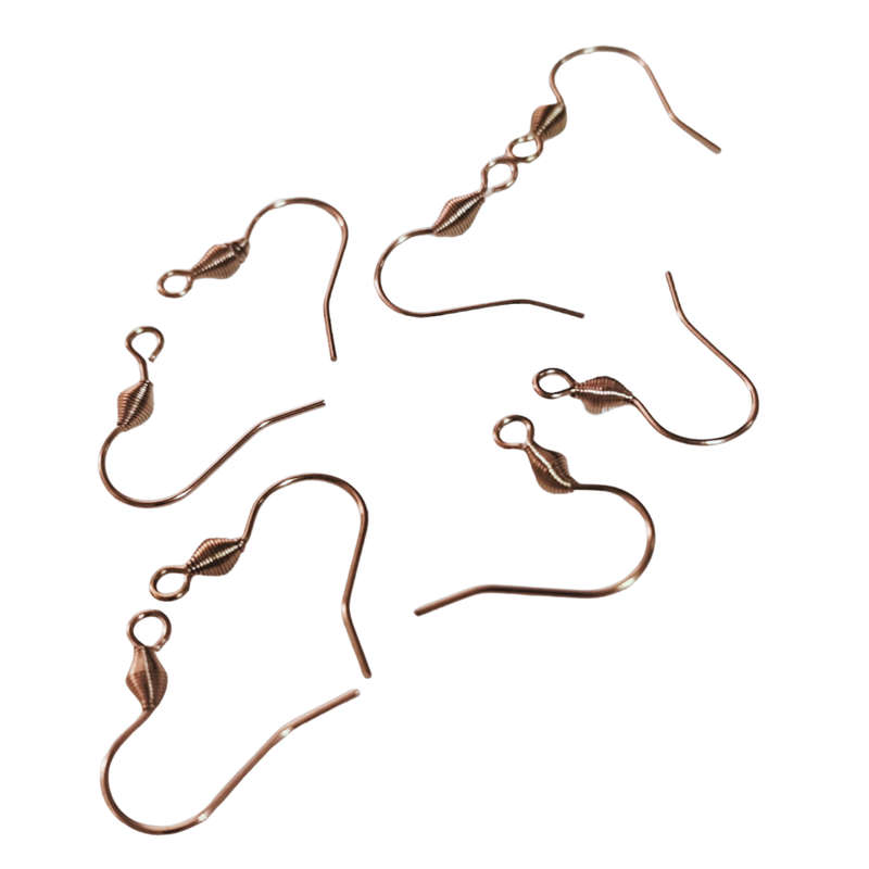 4 pairs of Rose gold shepherd hook earrings, stainless steel, with spring in place of bead, 17.5mm