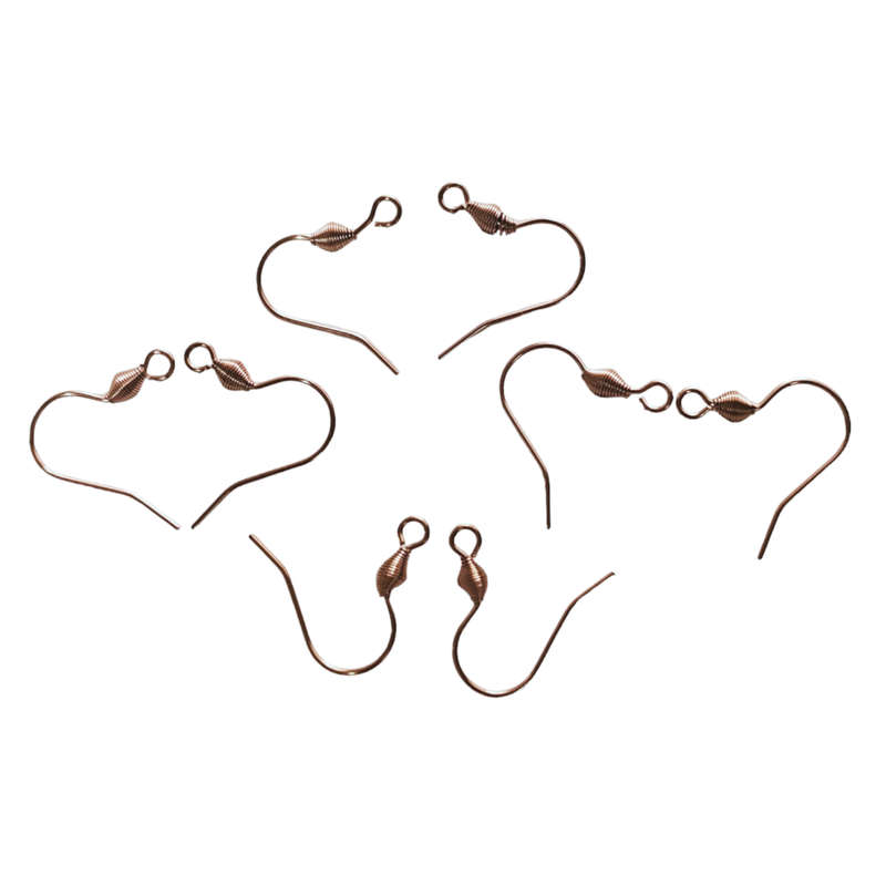 4 pairs of Rose gold shepherd hook earrings, stainless steel, with spring in place of bead, 17.5mm