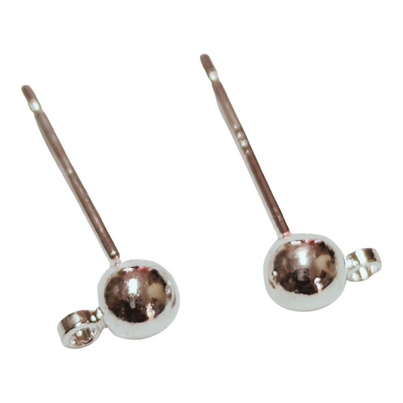 Round plain stud earrings, Sterling silver, 12mm end
