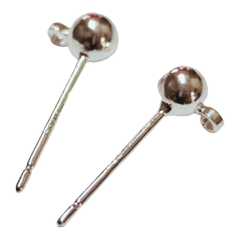 Round plain stud earrings, Sterling silver, 12mm end
