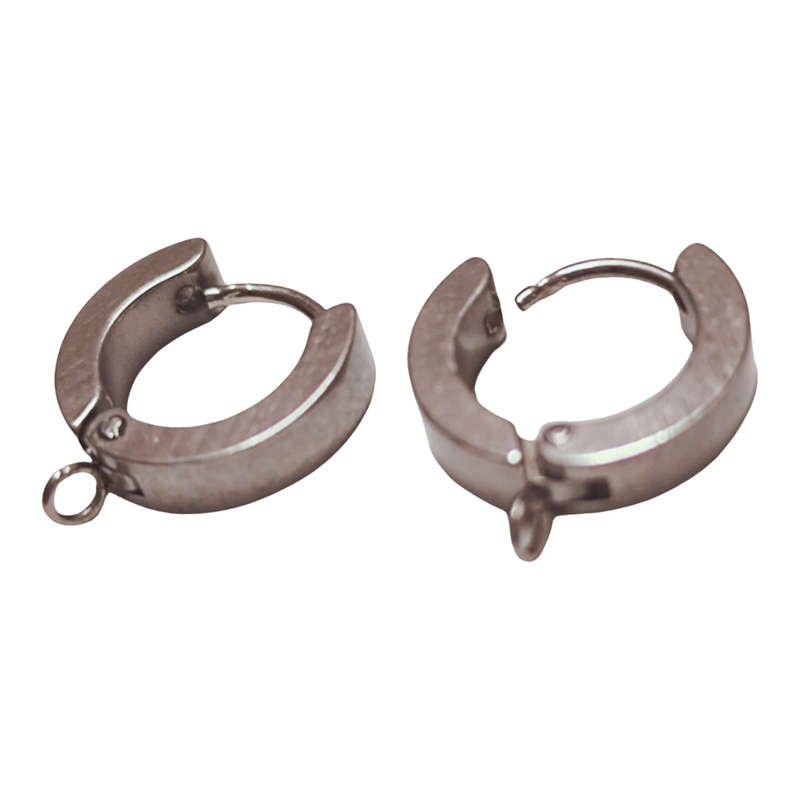Pair of Huggie earrings, Stainless Steel, 4mm x 13mm