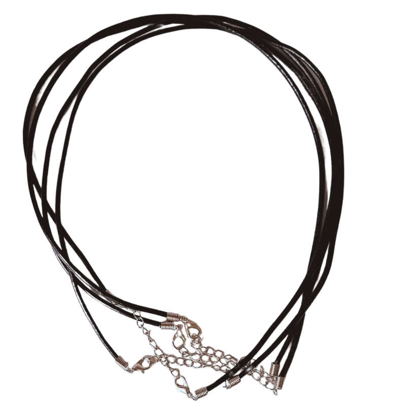 Black faux leather string w clasp, 2.5mm, 49.3cm