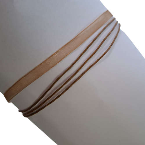 Ribbon necklace with clasp, Toffee brown, 45cm