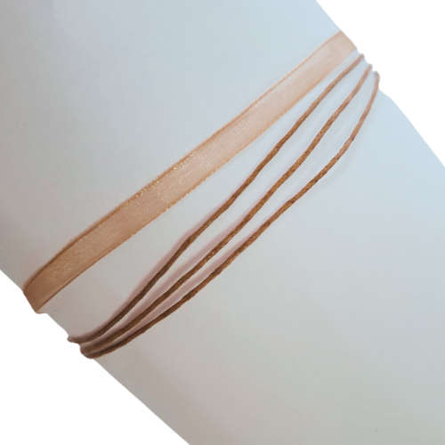 Ribbon necklace with clasp, Toffee brown, 45cm