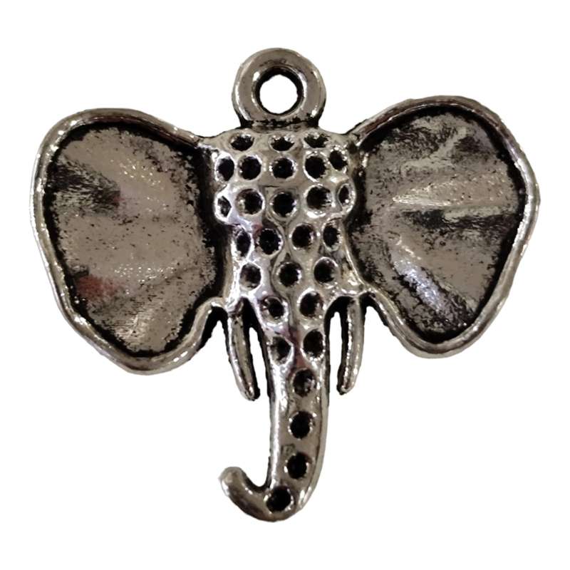 Spotted elephant head charm, Base metal, 2.5 cm