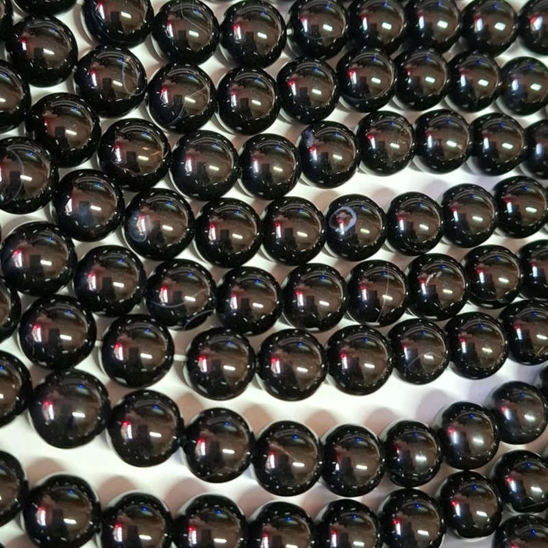 Natural black agate bead string, 10-12mm, 40cm