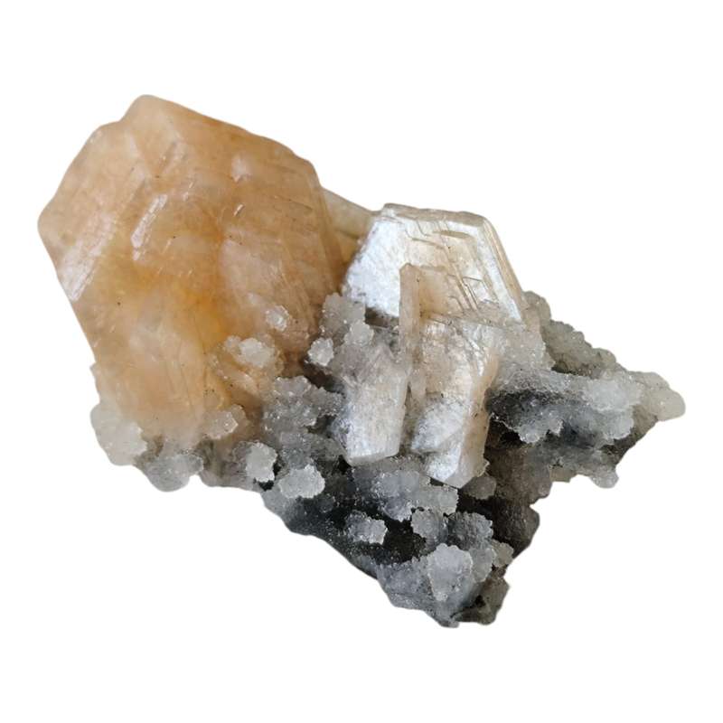 Apophylite with Stilbite, India (3.3 x 6.2 x 4cm)