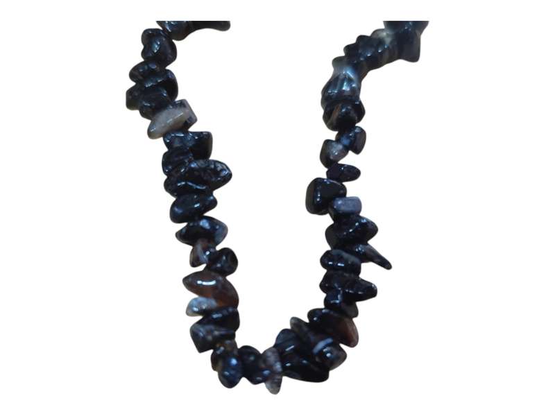 Black agate chip bead string, 80cm