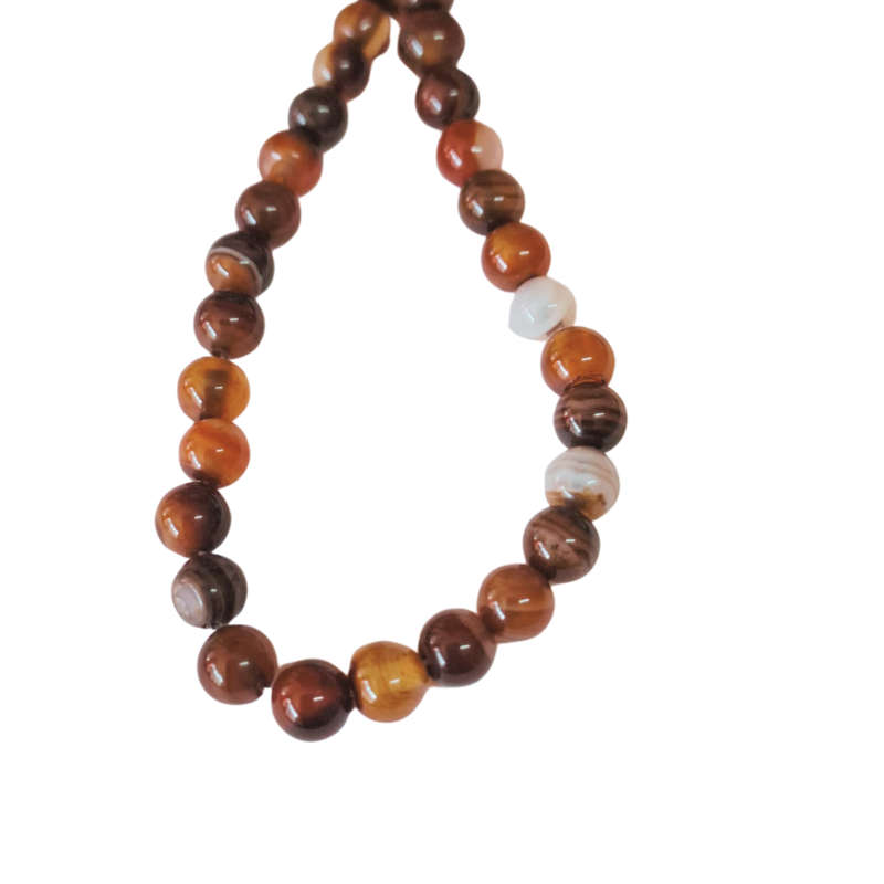 Natural stripped orange and brown agate bead string, 6.3mm, 40cm