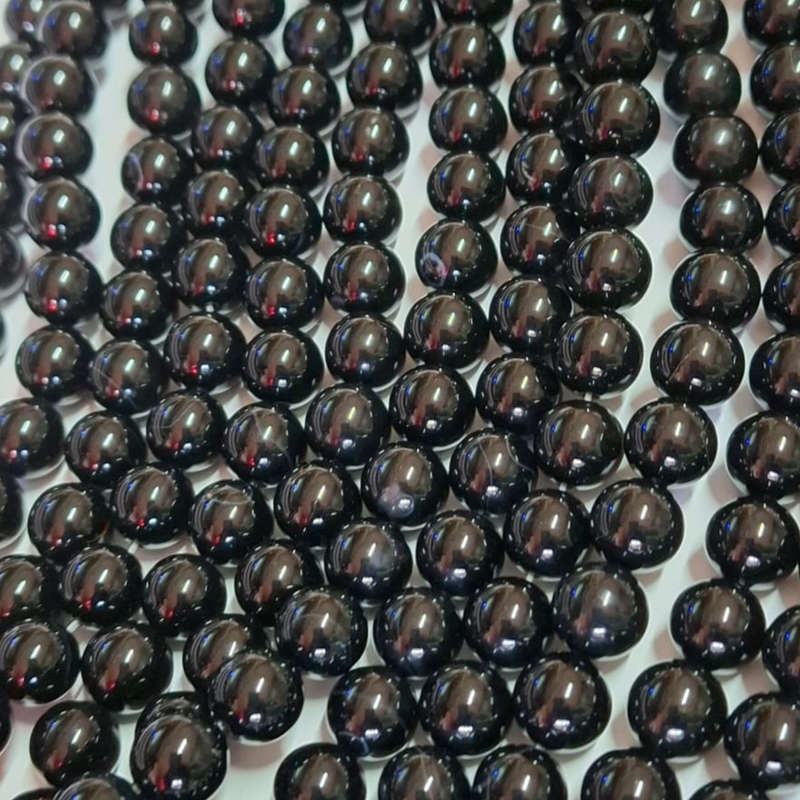 Natural black agate bead string, 10-12mm, 40cm