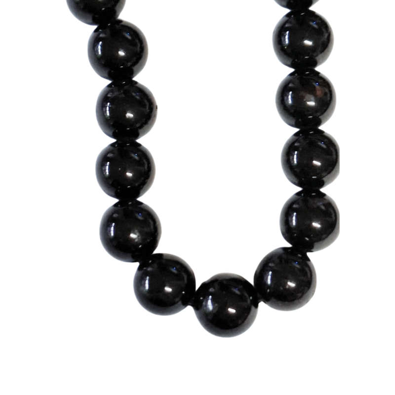 Obsidian bead string, 8mm, Shiny, 40cm