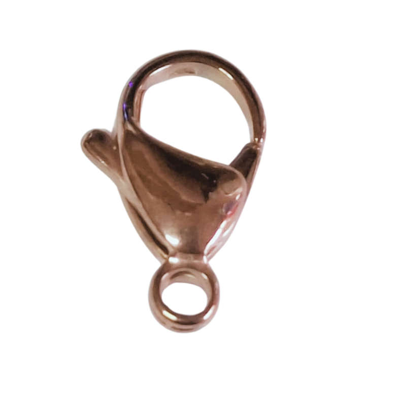 Rose gold coloured lobster clasp, Stainless steel, 15mm
