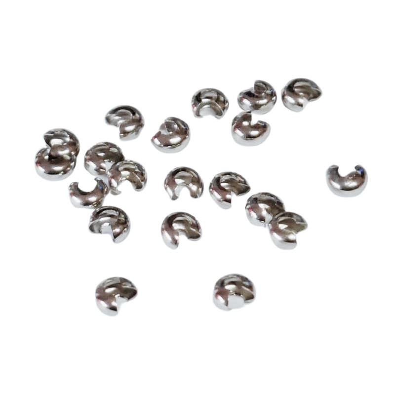 20 pcs 5 mm crimp cover, silver coated copper
