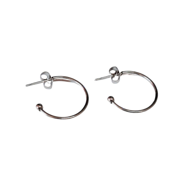 C- shaped pair of earrings, Stainless steel, 20mm