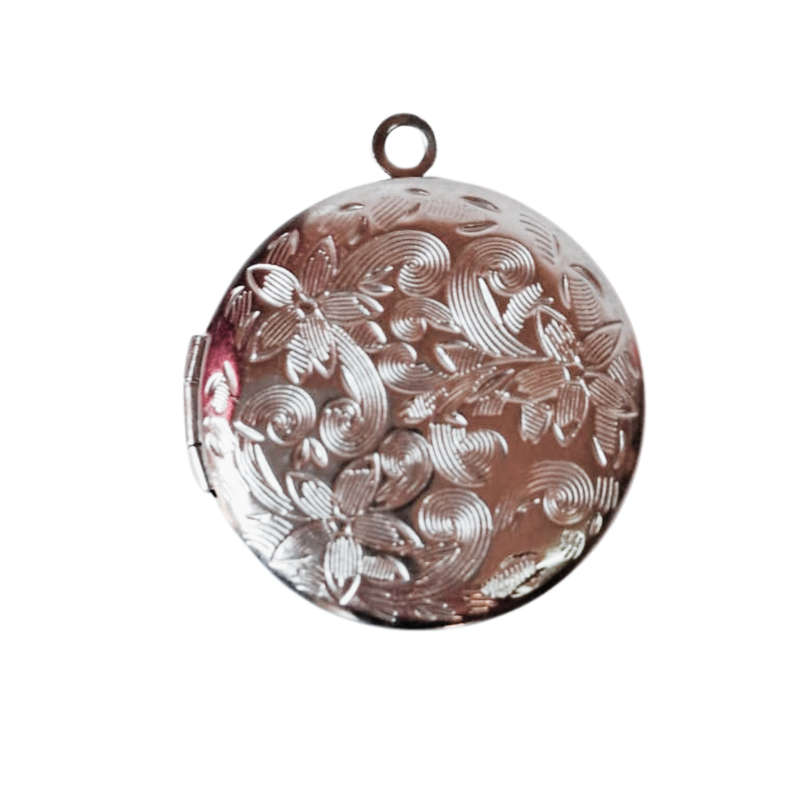 Round disk locket, Stainless steel, 27mm