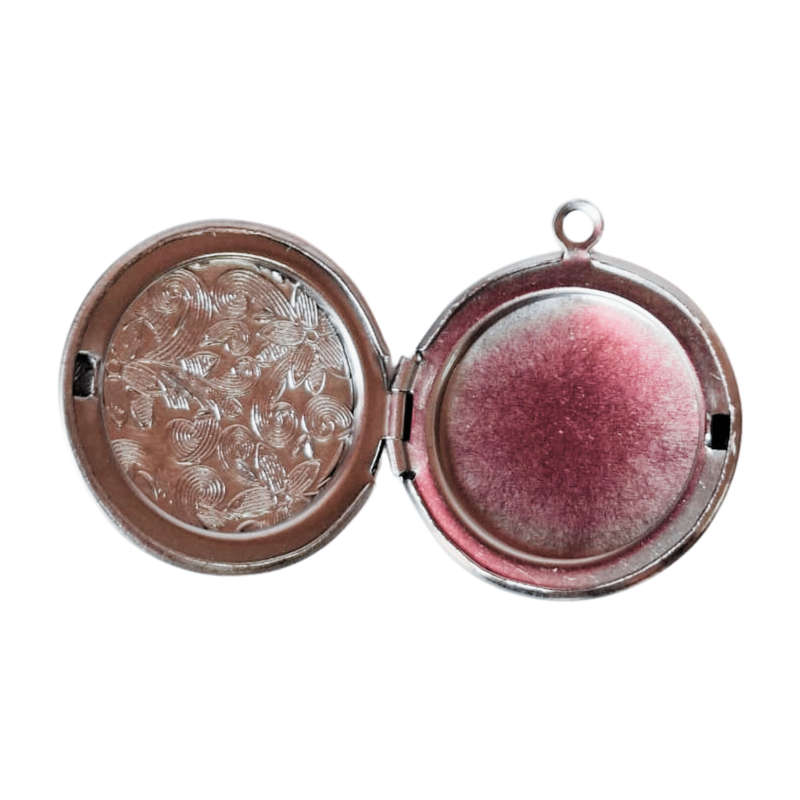 Round disk locket, Stainless steel, 27mm