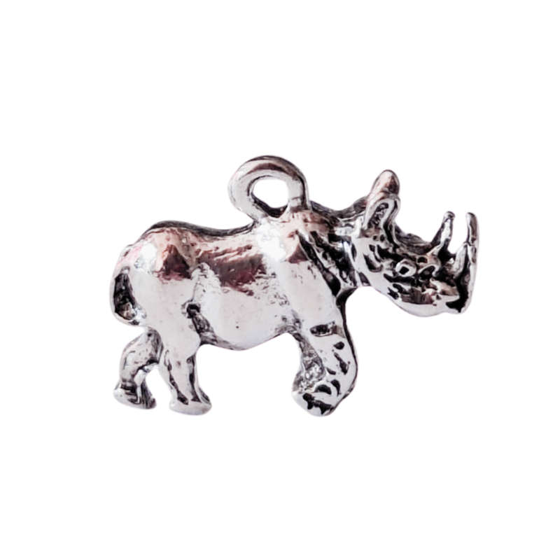 Full body Rhino charm, Base metal, 14 x 18mm