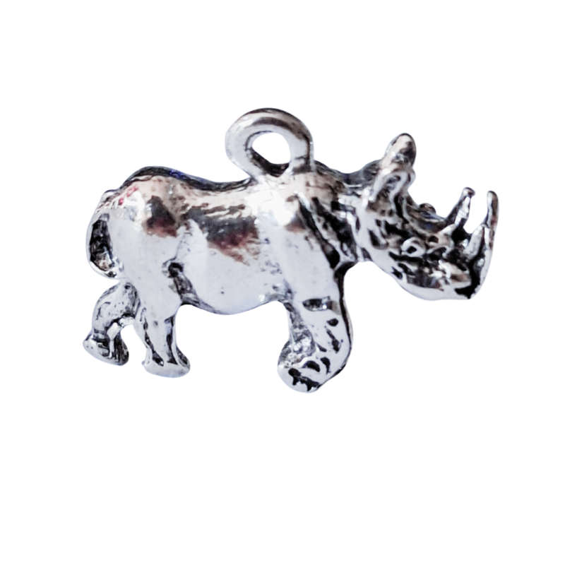 Full body Rhino charm, Base metal, 14 x 18mm