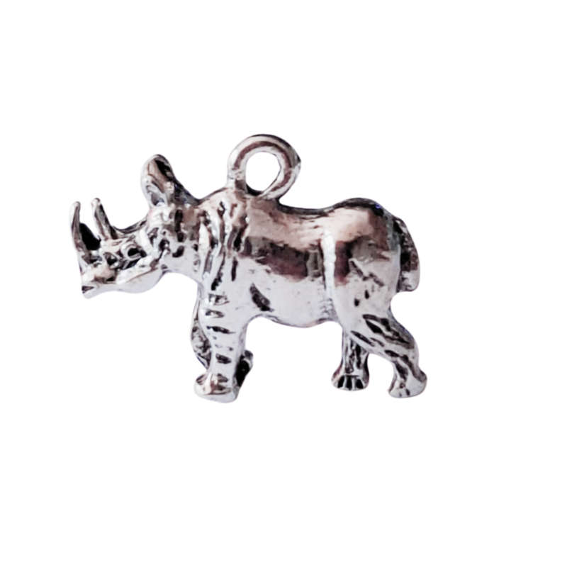 Full body Rhino charm, Base metal, 14 x 18mm