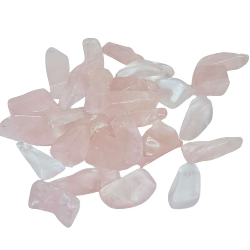 Rose quartz tumble flat pieces with hole (13mm-25mm)