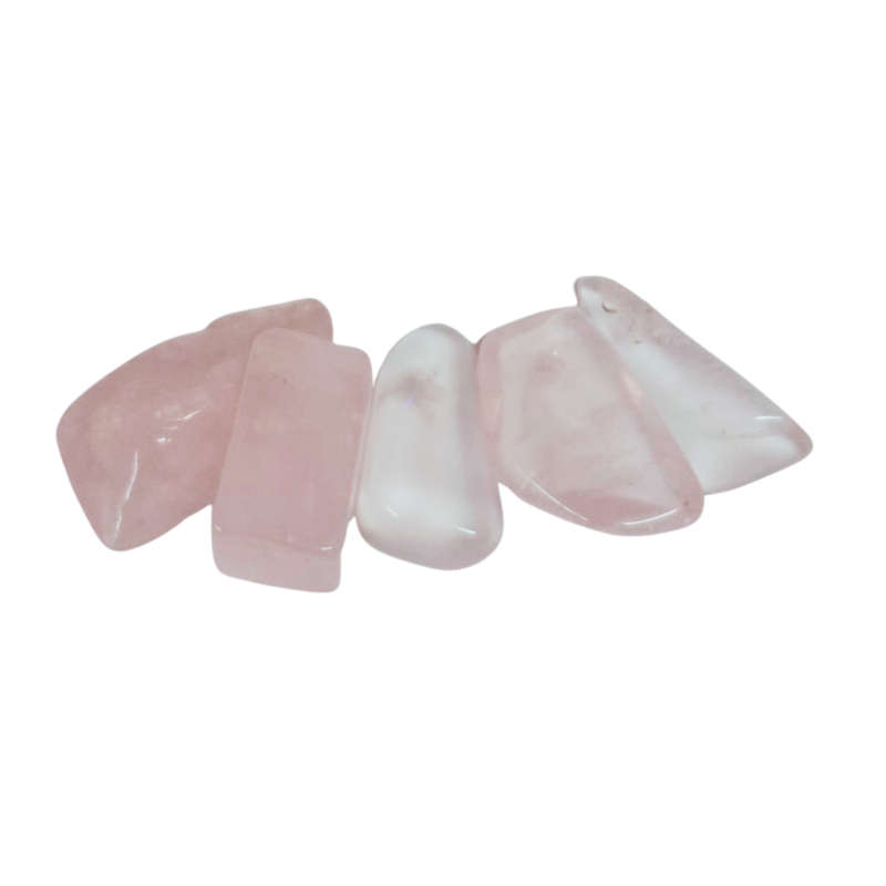 Rose quartz tumble flat pieces with hole (13mm-25mm)