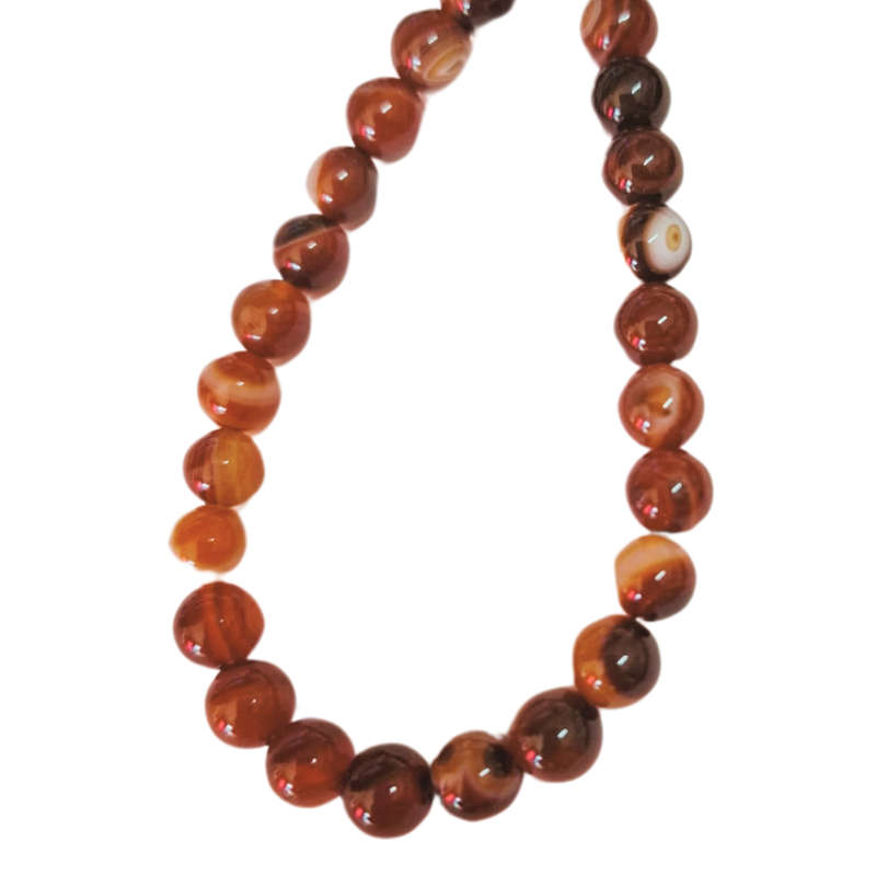 Natural stripped orange and brown agate bead string, 8mm, 40cm