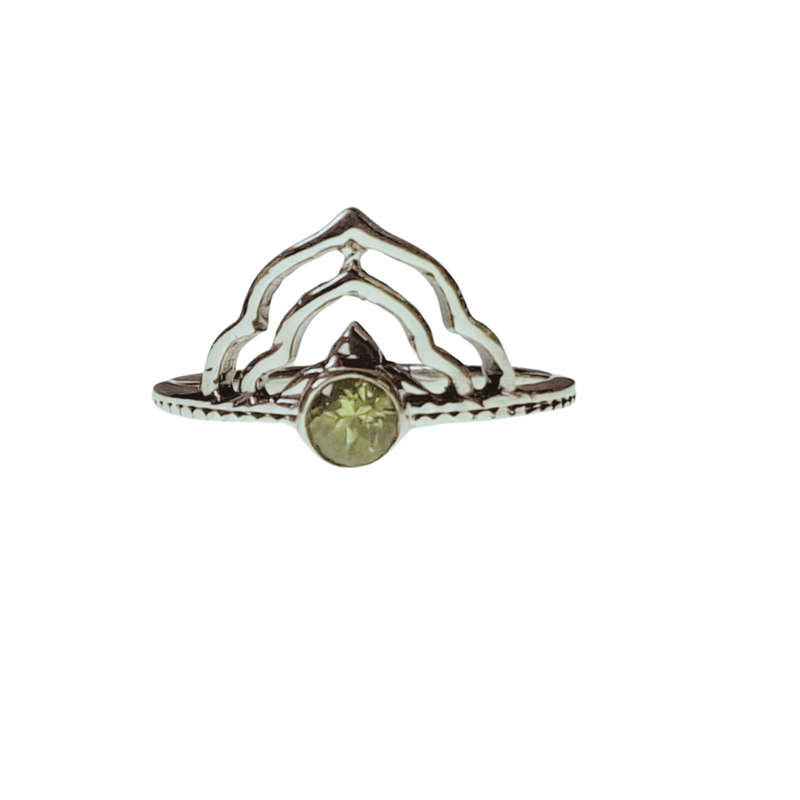 Peridot gemstone ring in 925 silver, Round, marquise, size 7