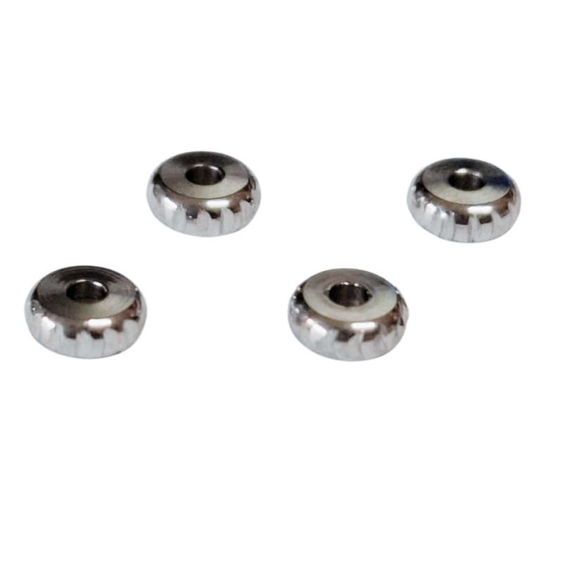 4 x Disc beads, Stainless steel, 2 x 4mm