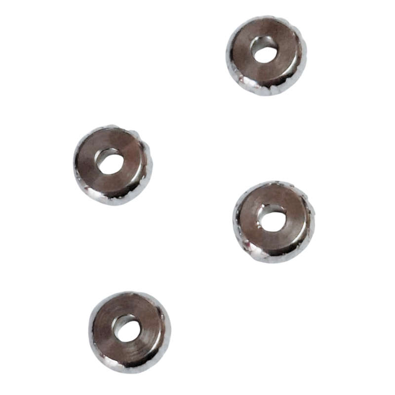 4 x Disc beads, Stainless steel, 2 x 4mm