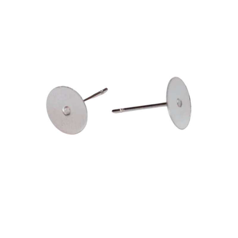 10x Pairs Stainless steel Earring Stud, Flat front 8mm