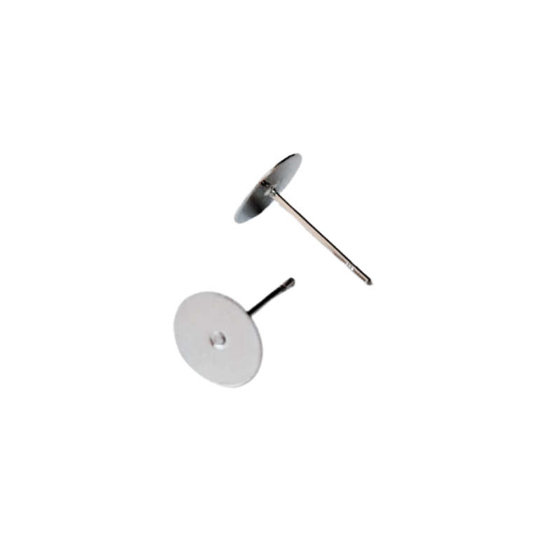 10x Pairs Stainless steel Earring Stud, Flat front 8mm